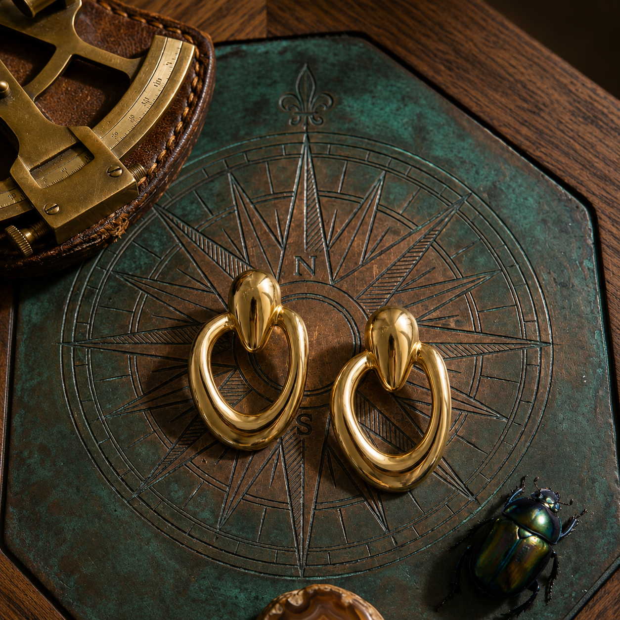 Flaire Studio Gold Circle Drop Earrings - image 5