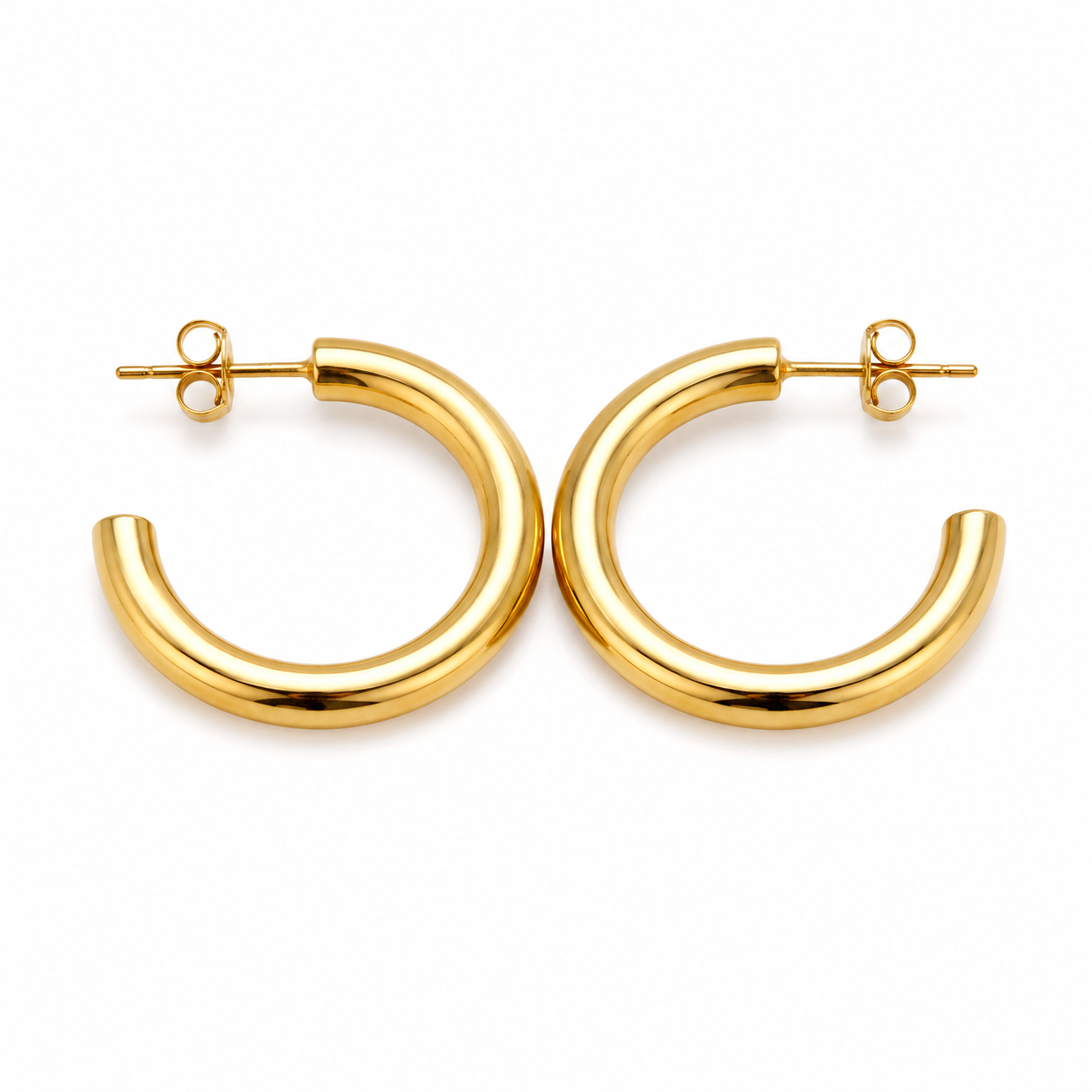Bold Gold Tube Hoop Earrings