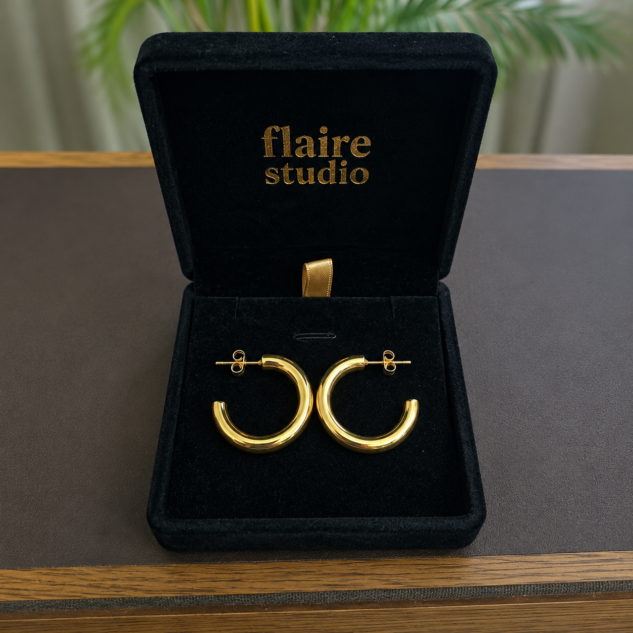 Bold Gold Tube Hoop Earrings