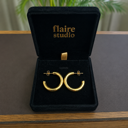 Bold Gold Tube Hoop Earrings