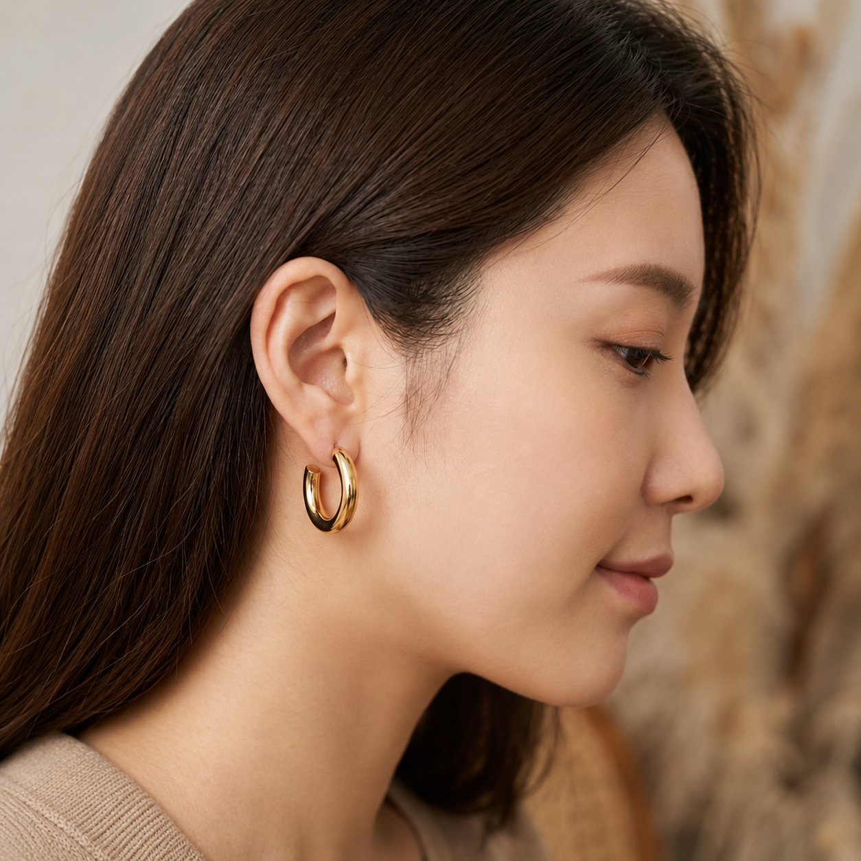 Bold Gold Tube Hoop Earrings