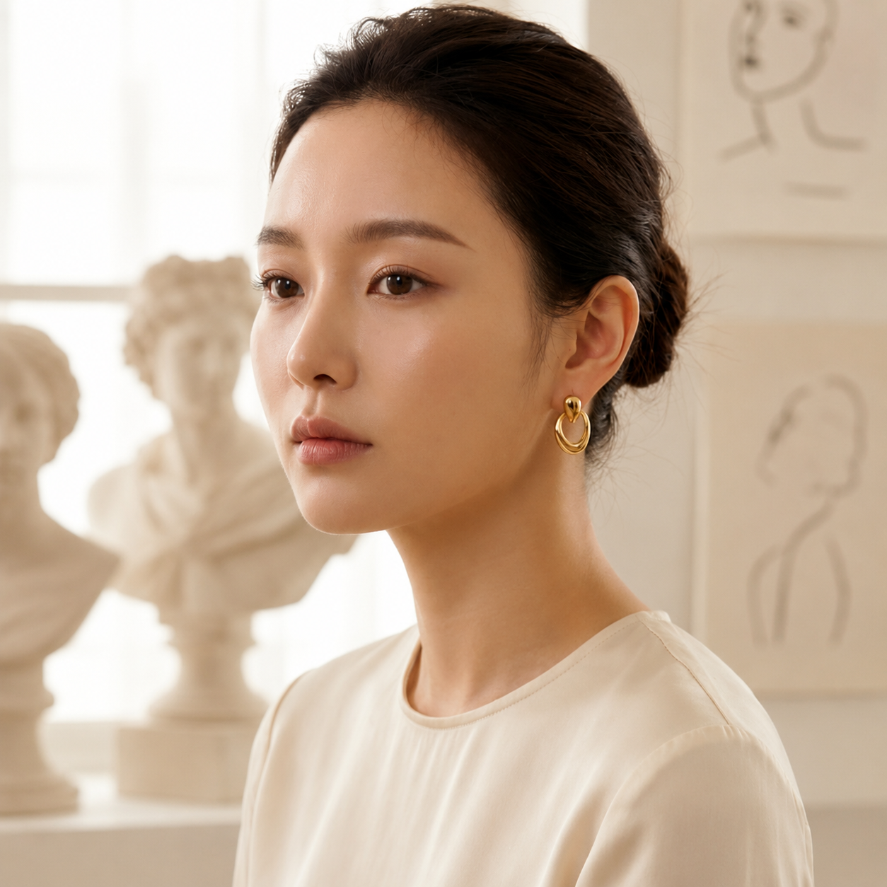 Flaire Studio Gold Circle Drop Earrings - image 2