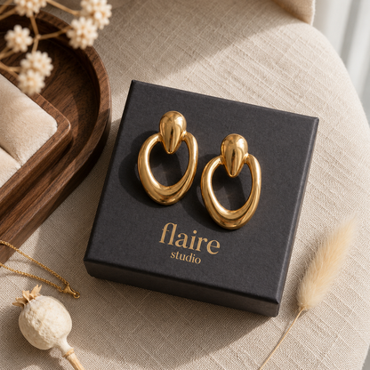 Flaire Studio Gold Circle Drop Earrings - image 3
