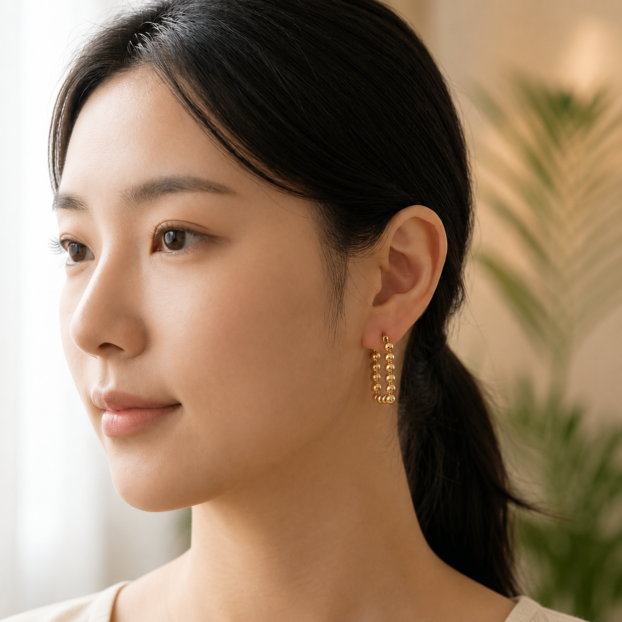 Flaire Studio Hammered Round Button Stud Earrings - image 2