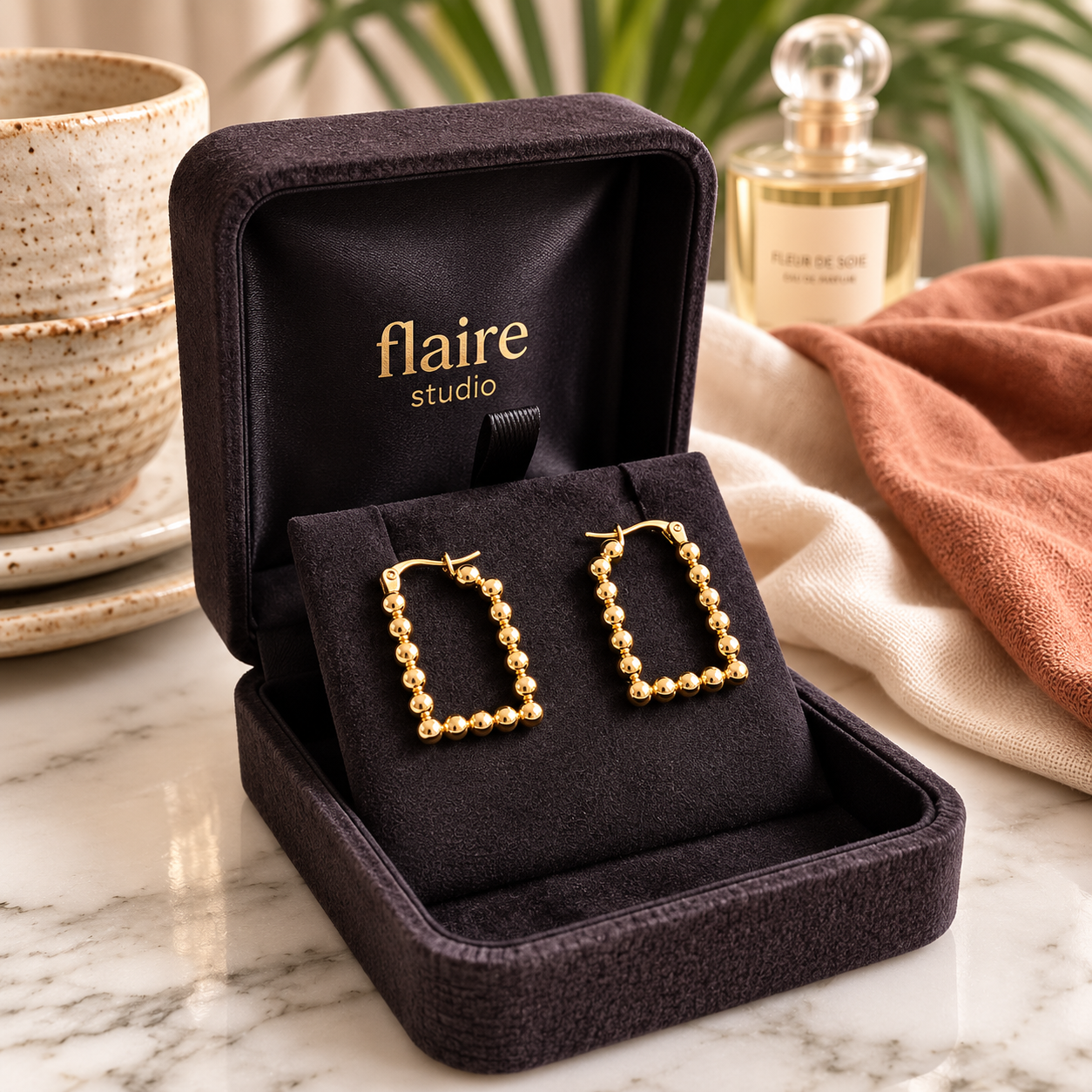 Flaire Studio Hammered Round Button Stud Earrings - image 3
