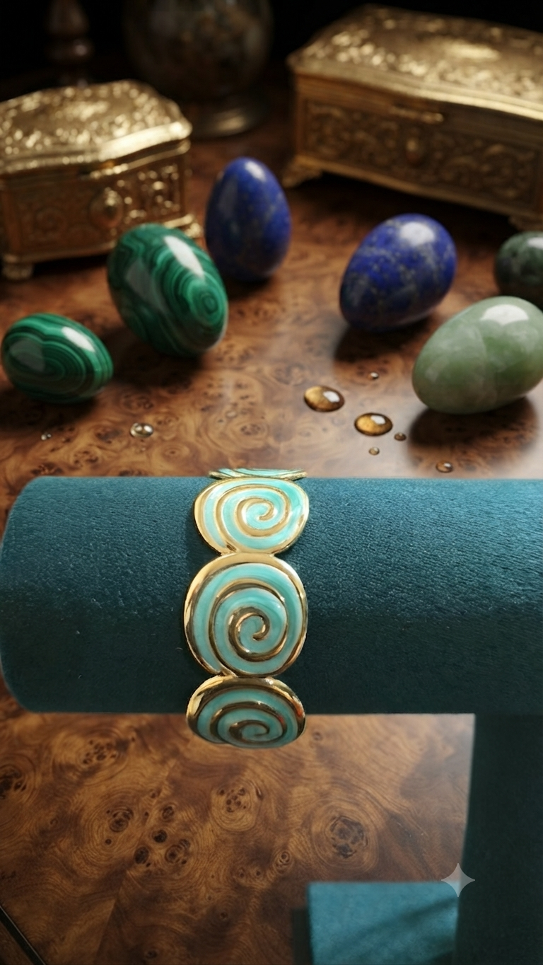 Flaire Studio Turquoise Swirl Enamel Cuff Kada - image 2