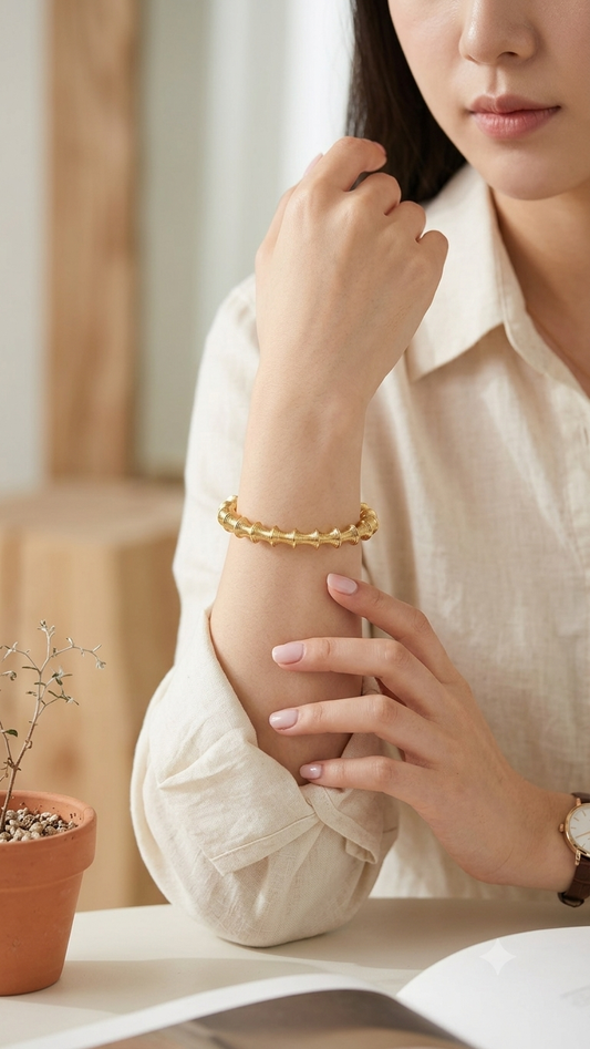 Flaire Studio Ribbed Bamboo-Style Cuff Kada - main image