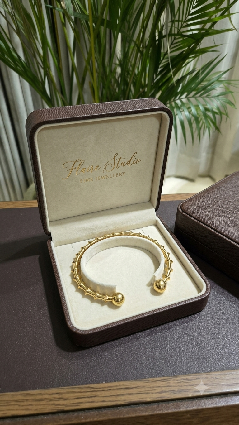 Flaire Studio Ribbed Bamboo-Style Cuff Kada - image 3