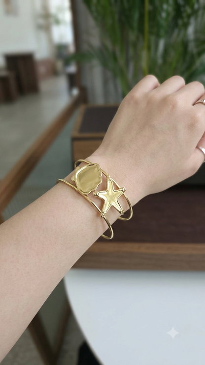 Flaire Studio Shell & Starfish Double Band Cuff Kada - main image