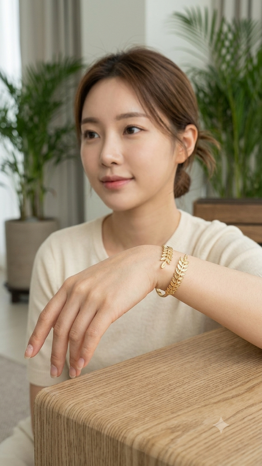 Flaire Studio Leaf Vine Open Cuff Kada - main image