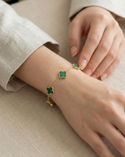 Flaire Studio Five Clover Malachite-Look Charm Bracelet - main image