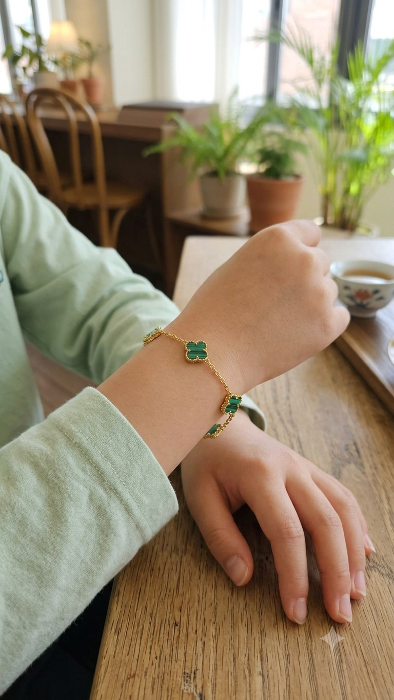 Flaire Studio Malachite-Look Clover Station Bracelet - image 2