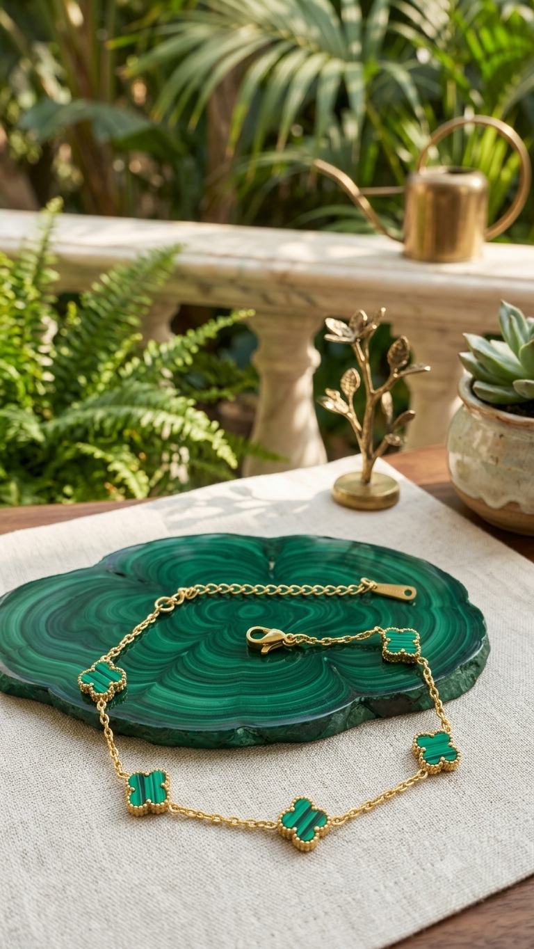 Flaire Studio Malachite-Look Clover Station Bracelet - image 3