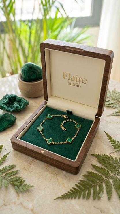 Flaire Studio Malachite-Look Clover Station Bracelet - image 4