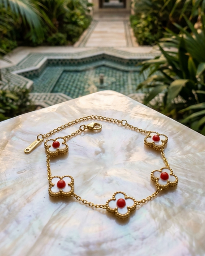 Flaire Studio White Clover Charm Bracelet with Red Accent - image 2