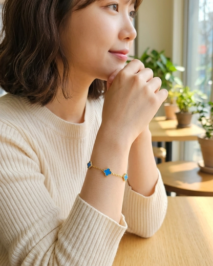Flaire Studio Blue Clover Charm Bracelet - main image