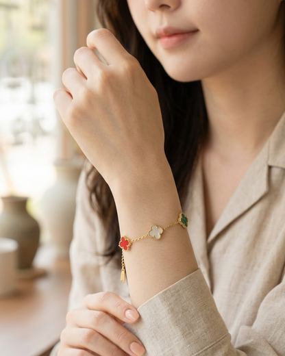 Flaire Studio Tricolor Clover Charm Bracelet - main image
