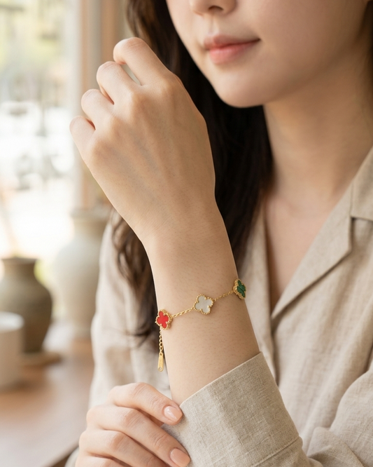Flaire Studio Tricolor Clover Charm Bracelet - main image
