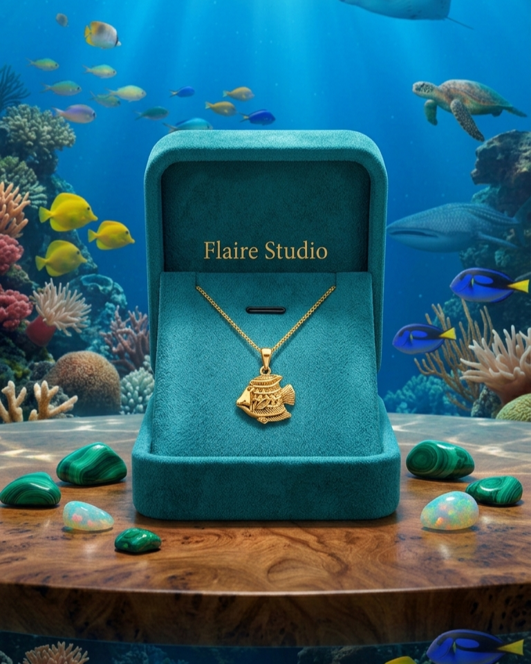 Flaire Studio Textured Fish Pendant Necklace - image 3