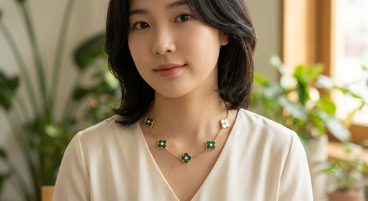 Flaire Studio Green Clover Station Necklace - main image