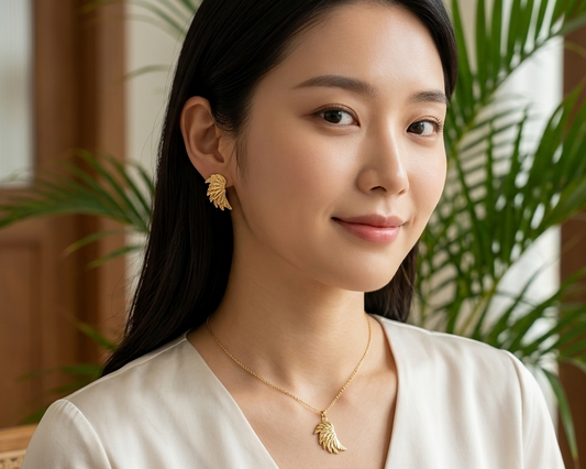 Flaire Studio Feather Pendant Necklace & Earring Set - main image